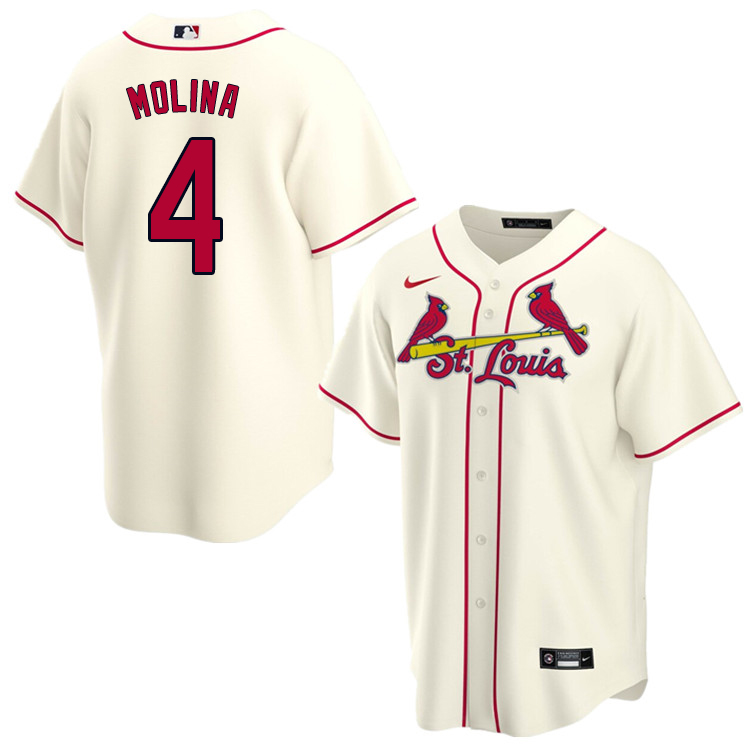 Nike Men #4 Yadier Molina St.Louis Cardinals Baseball Jerseys Sale-Cream